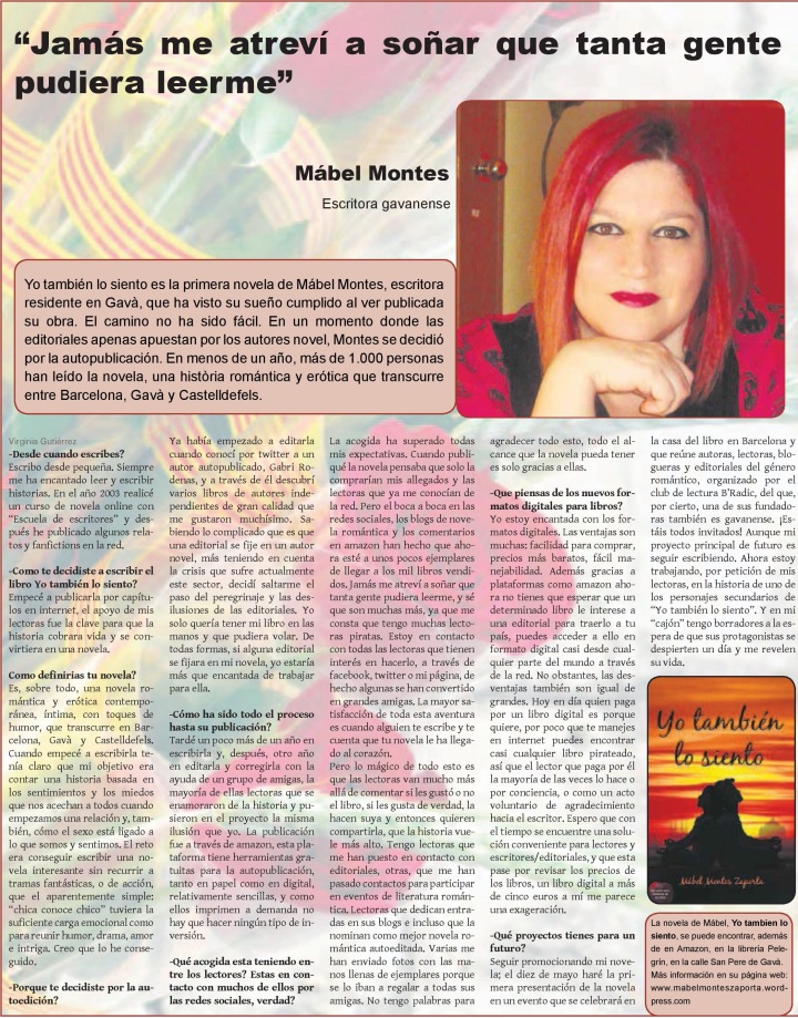 Entrevista Mabel Montes en el diari de Gavà